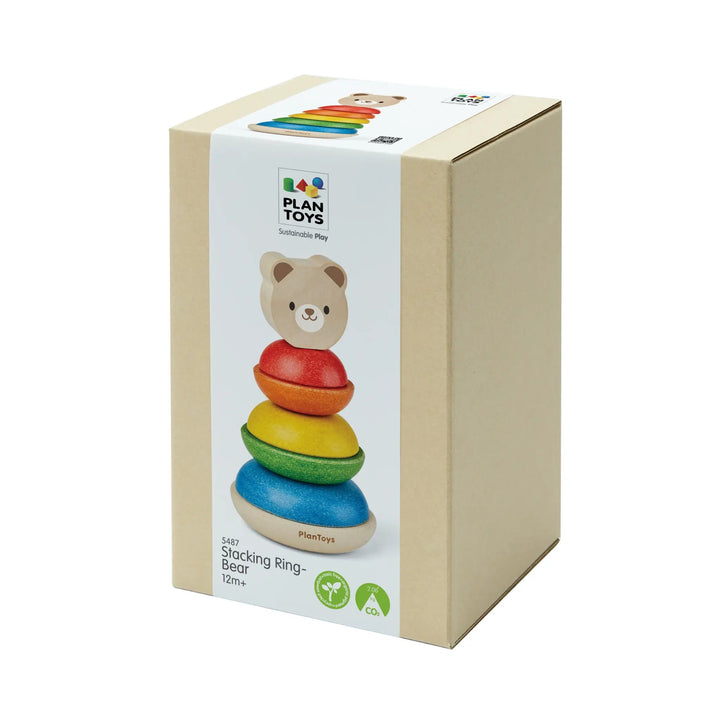 Plan Toys | Houten Stapelringen | Stacking Ring | Beer | 7 delig | 1+ - Kleine Eland