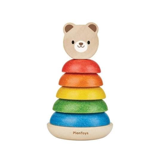 Plan Toys | Houten Stapelringen | Stacking Ring | Beer | 7 delig | 1+ - Kleine Eland