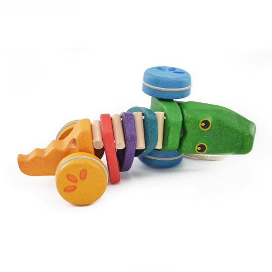 Plan Toys | Houten Trekfiguur | Dancing Alligator | Rainbow | 1+ - Kleine Eland