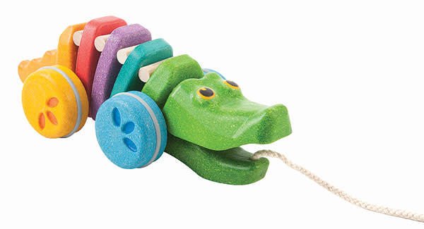 Plan Toys | Houten Trekfiguur | Dancing Alligator | Rainbow | 1+ - Kleine Eland