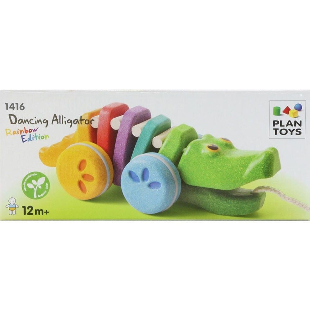 Plan Toys | Houten Trekfiguur | Dancing Alligator | Rainbow | 1+ - Kleine Eland