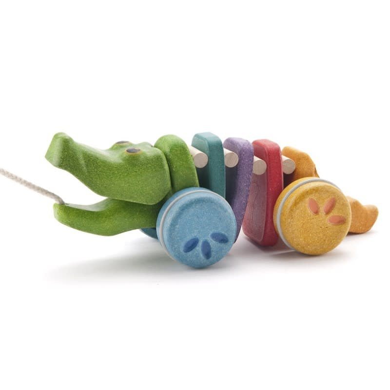 Plan Toys | Houten Trekfiguur | Dancing Alligator | Rainbow | 1+ - Kleine Eland