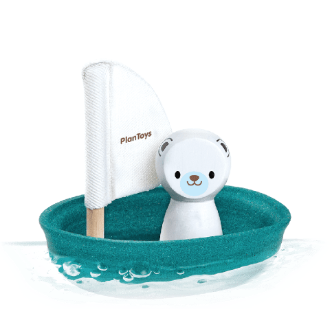 Plan Toys | Houten Zeilboot | Sailing Boat Polar Bear | 1+ - Kleine Eland