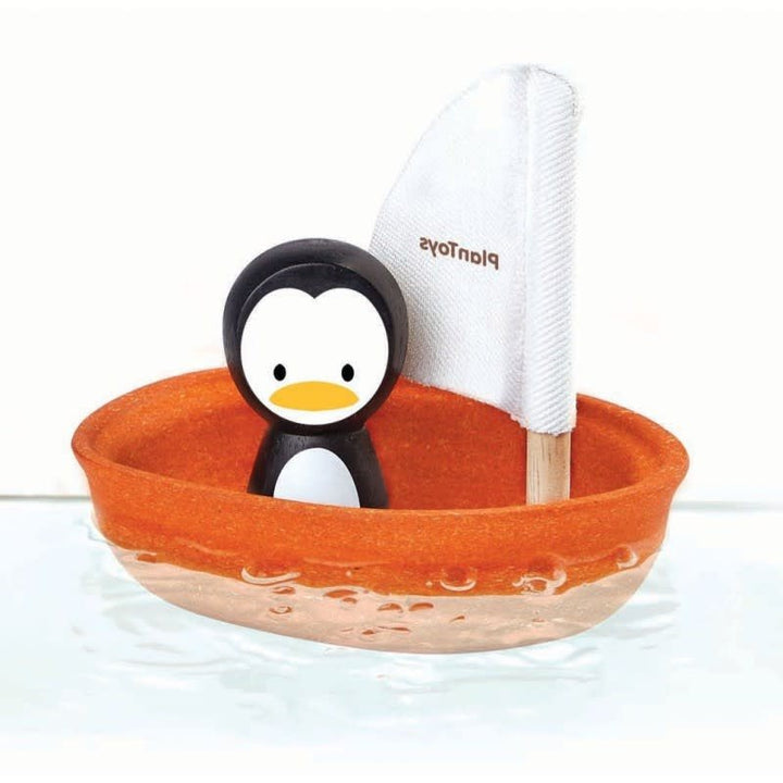 Plan Toys | Houten Zeilboot | Sailing Boat with Penguin | 1+ - Kleine Eland