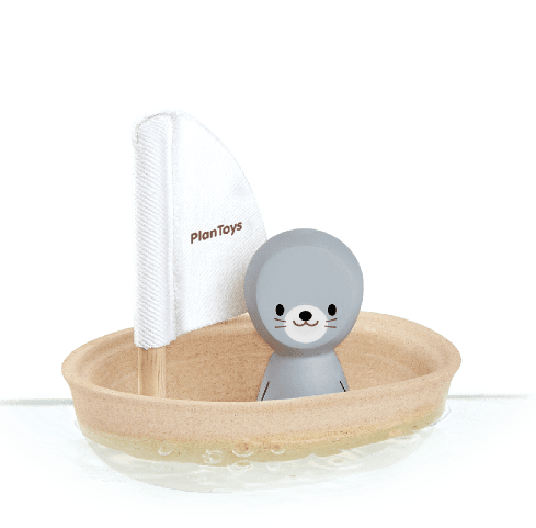 Plan Toys | Houten Zeilboot | Sailing Boat with Seal | 1+ - Kleine Eland