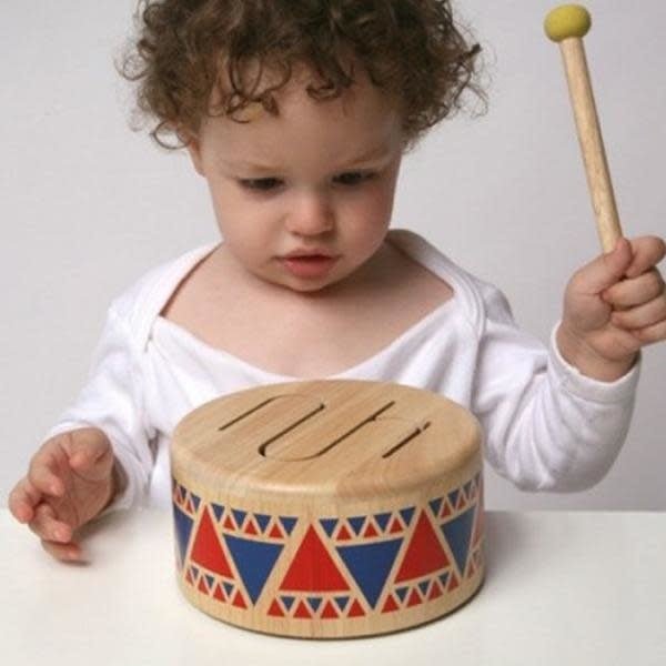 Plan Toys | Solid Wooden Drum | Houten Trommel | 16 cm | +18 mnd - Kleine Eland