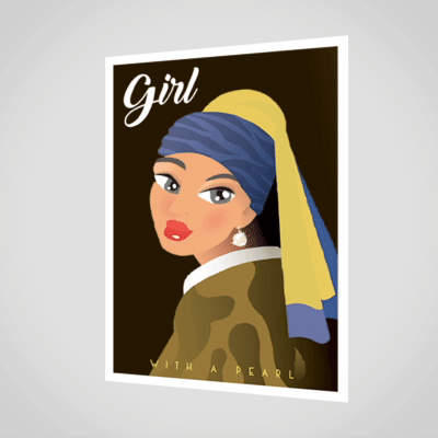 Orange Panda | Lenticulaire Kaart Bewegend | Girl with a Pearl Earring