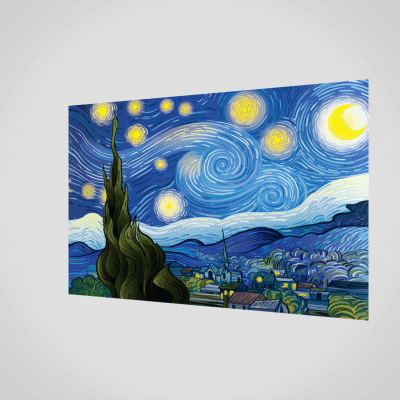 Orange Panda | Lenticulaire Kaart Bewegend | van Gogh | After the Starry Night