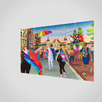 Orange Panda | Lenticulaire Kaart Bewegend | Pride Walk