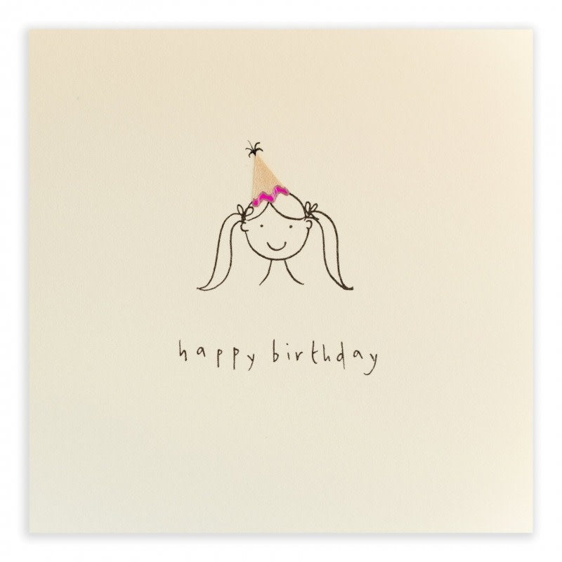 Pencil Shavings Cards by Ruth Jackson | Happy Birthday | Hat Girl