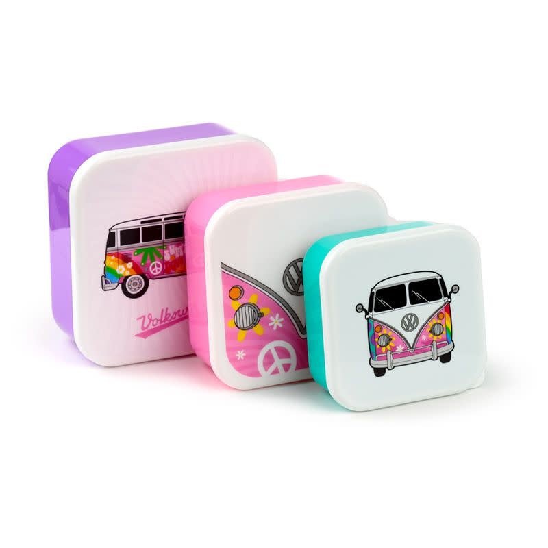 Puckator | Set van 3 lunchboxen | Volkswagen VW T1 | Camper Bus | Summer | 13,5 - 11,5 - 10 cm - Kleine Eland