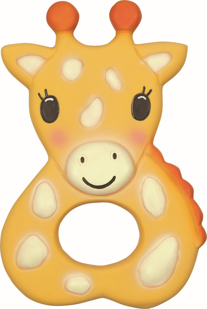 Gele Baby Glück-bijtring in girafvorm, vooraanzicht