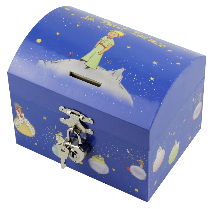 Trousselier | Tirelire | Houten Spaarpot met Muziek | Le Petit Prince | Vivaldi  | Lente | 13,5 cm