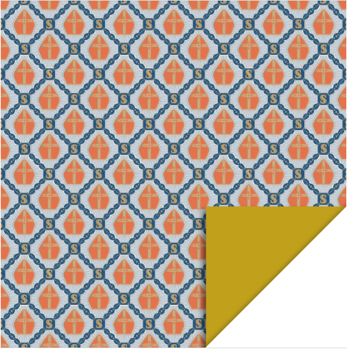 HOP Cadeaupapier | Sint | Mijter Check | Yellow | 70 cm x 3 mtr