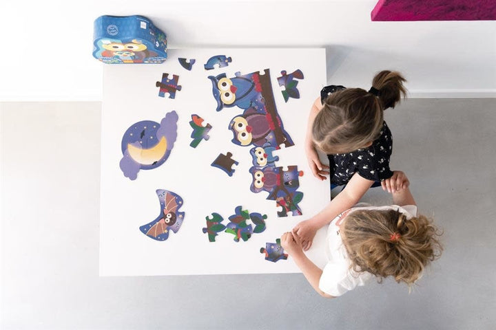 Scratch Puzzle | Uil | Dag en Nacht | 2 - zijdige puzzel | 39 stukjes | 4+ - Kleine Eland