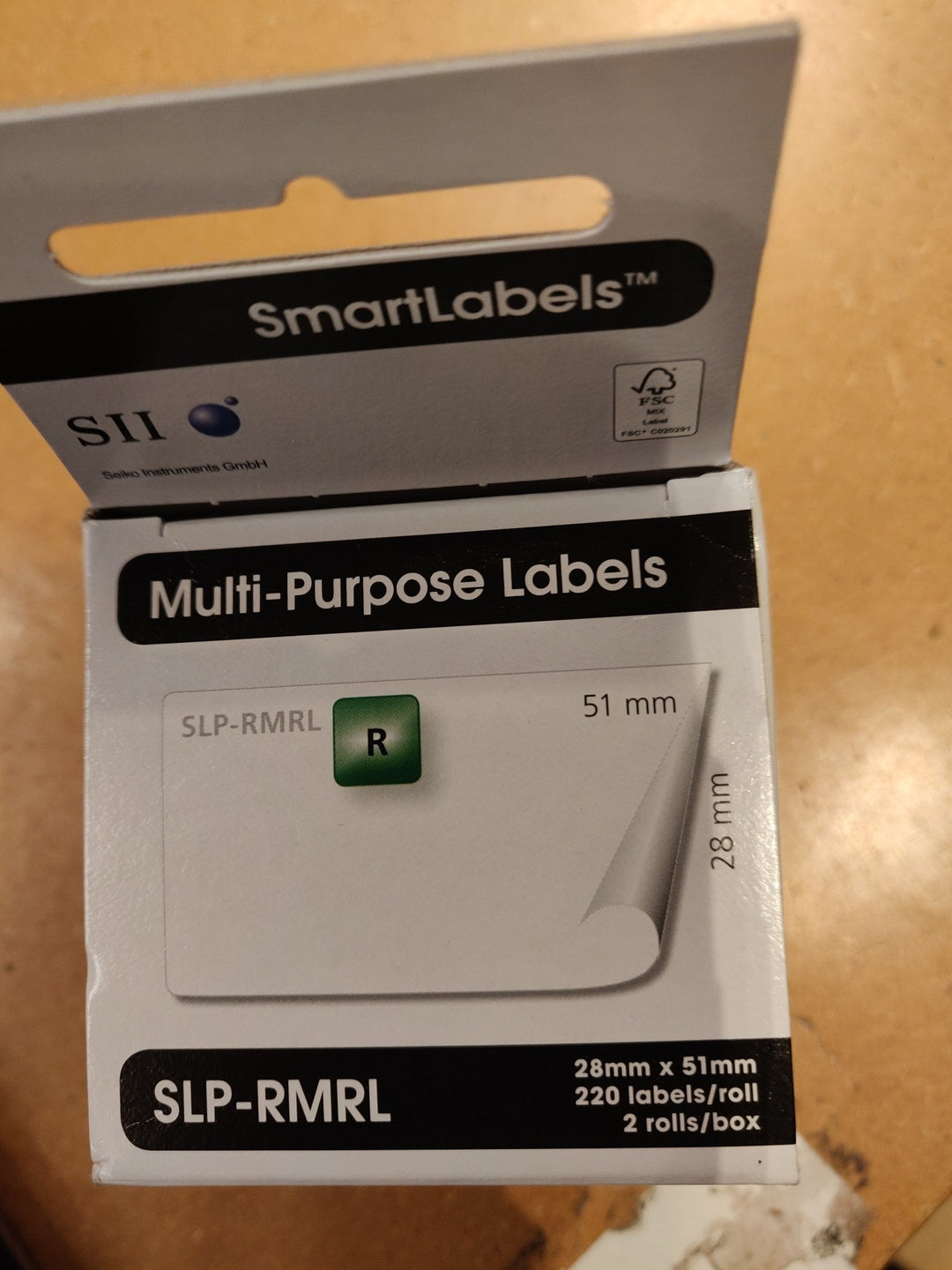 Seiko Instruments USA Inc. | SLP - RMRL | Seiko verwijderbare multifunctionele labels | Wit | 28mm x 51 mm | 2 rolls in box - Kleine Eland