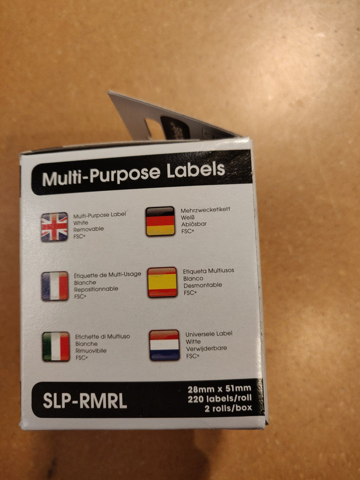 Seiko Instruments USA Inc. | SLP - RMRL | Seiko verwijderbare multifunctionele labels | Wit | 28mm x 51 mm | 2 rolls in box - Kleine Eland