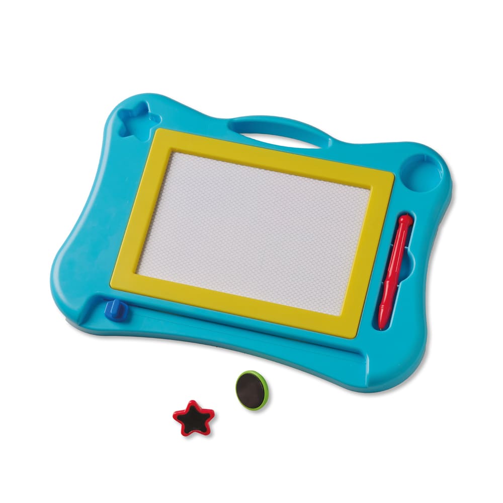 Ardoise SES My First bleue et jaune avec stylet rouge et deux tampons