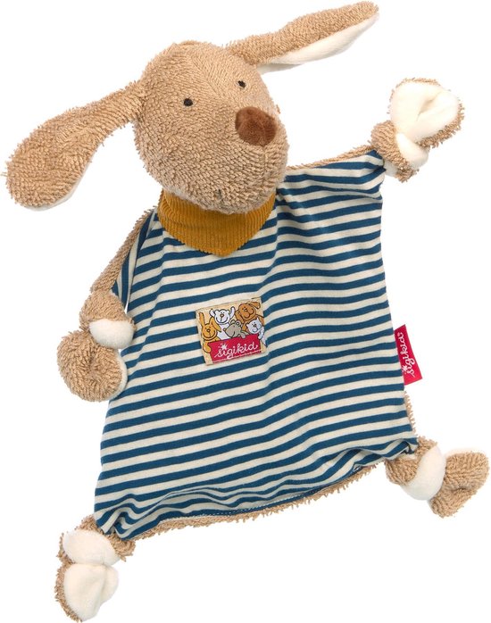 Sigikid Fips Classics knuffeldoek hond met blauw-wit gestreept doek