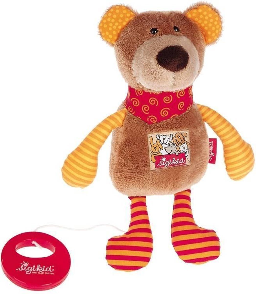 Sigikid | Knuffel inclusief Muziekdoosje met Trekkoord | Beer | Melody: Various | 21 cm | 0+ - Kleine Eland