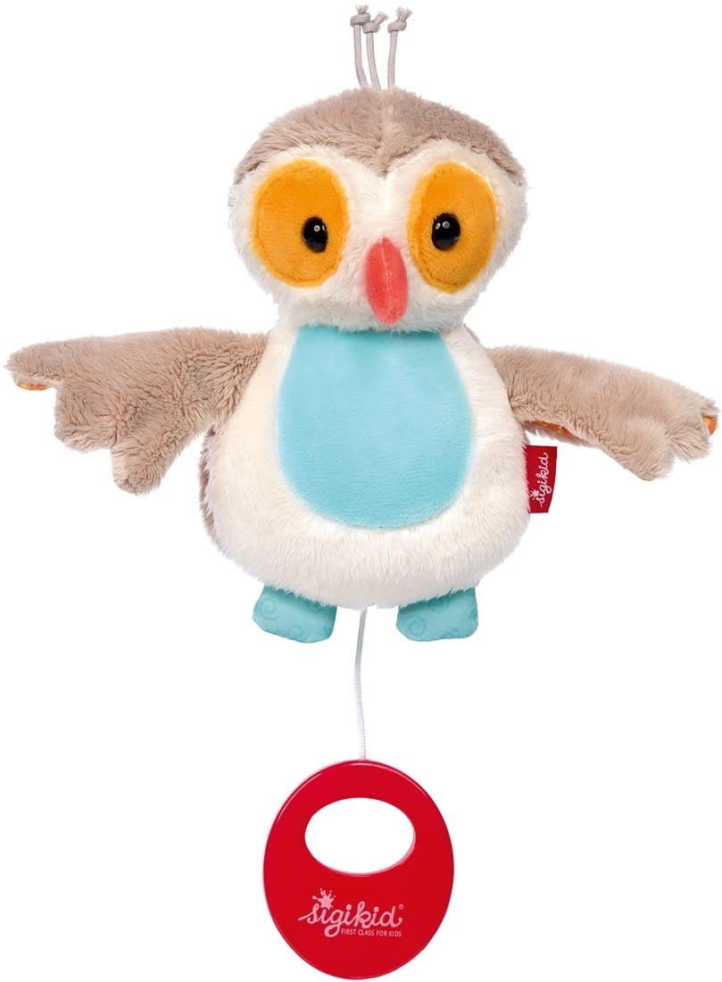 Sigikid | Knuffel inclusief Muziekdoosje met Trekkoord | Uil | 14 cm | 0+ - Kleine Eland