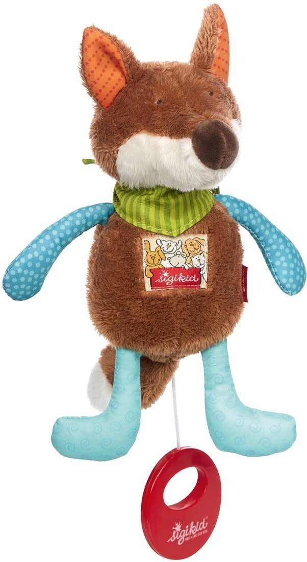 Sigikid | Knuffel inclusief Muziekdoosje met Trekkoord | Vos | Melody: Various | 21 cm | 0+ - Kleine Eland