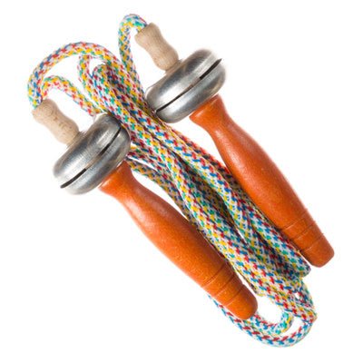 Springtouw met Belletje | Naturel, Oranje, Groen of Geel | Handvat 9,5 cm | Touw 2 meter | 5+ - Kleine Eland
