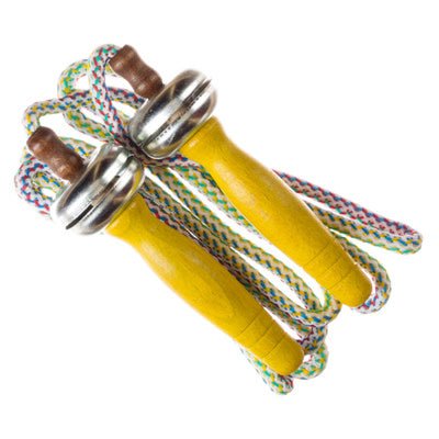 Springtouw met Belletje | Naturel, Oranje, Groen of Geel | Handvat 9,5 cm | Touw 2 meter | 5+ - Kleine Eland