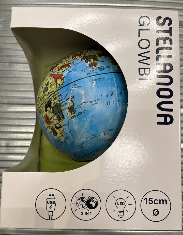 Stellanova l Globe Wereldbol met verlichting | Dieren | 15 cm - Kleine Eland