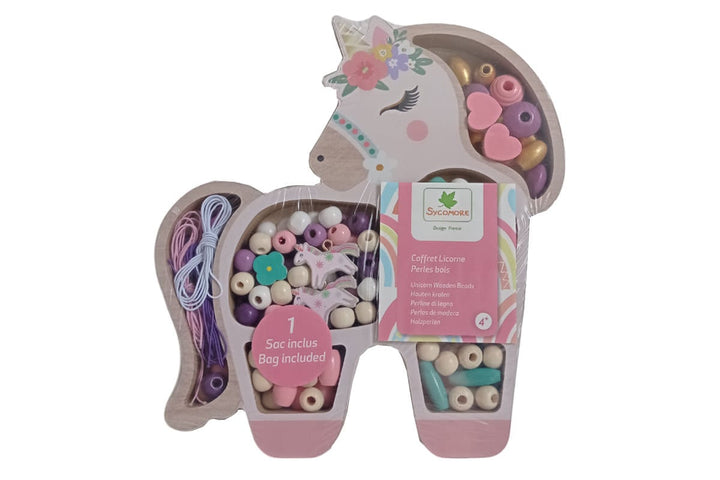 Sycomore | Wooden Beads | Unicorn | 170 kralen | 4+ - Kleine Eland