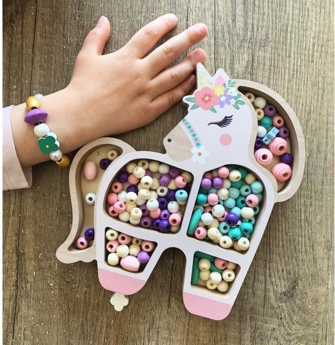 Sycomore | Wooden Beads | Unicorn | 170 kralen | 4+ - Kleine Eland