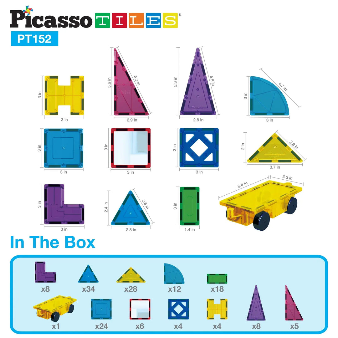 Tactic | PicassoTiles | Block Design and Mirror Building Set | 152 Pieces | 3+ - Kleine Eland