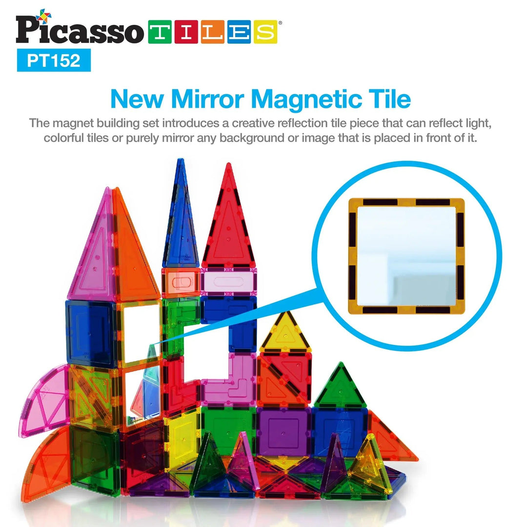 Tactic | PicassoTiles | Block Design and Mirror Building Set | 152 Pieces | 3+ - Kleine Eland