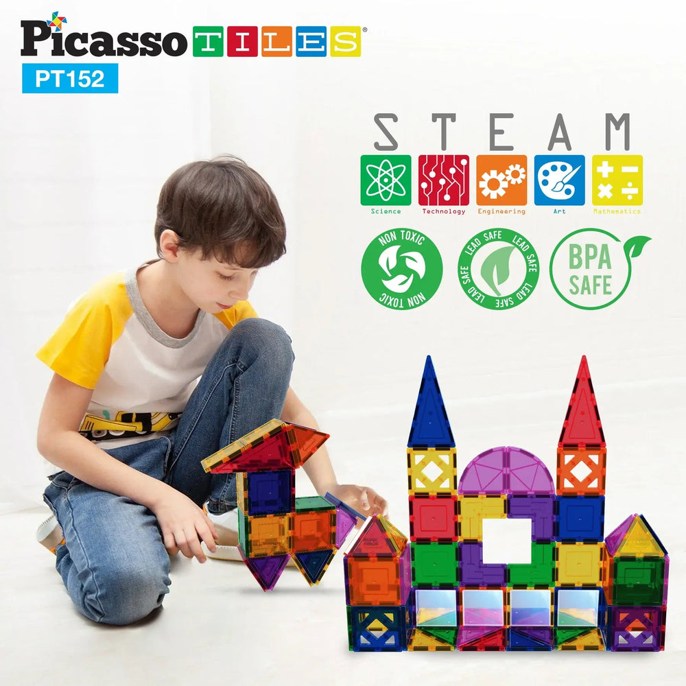 Tactic | PicassoTiles | Block Design and Mirror Building Set | 152 Pieces | 3+ - Kleine Eland