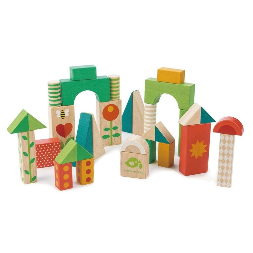 Tender Leaf Toys | Baby Block Babywalker | Duwwagen | inclusief 29 Houten blokken | +18 mnd - Kleine Eland