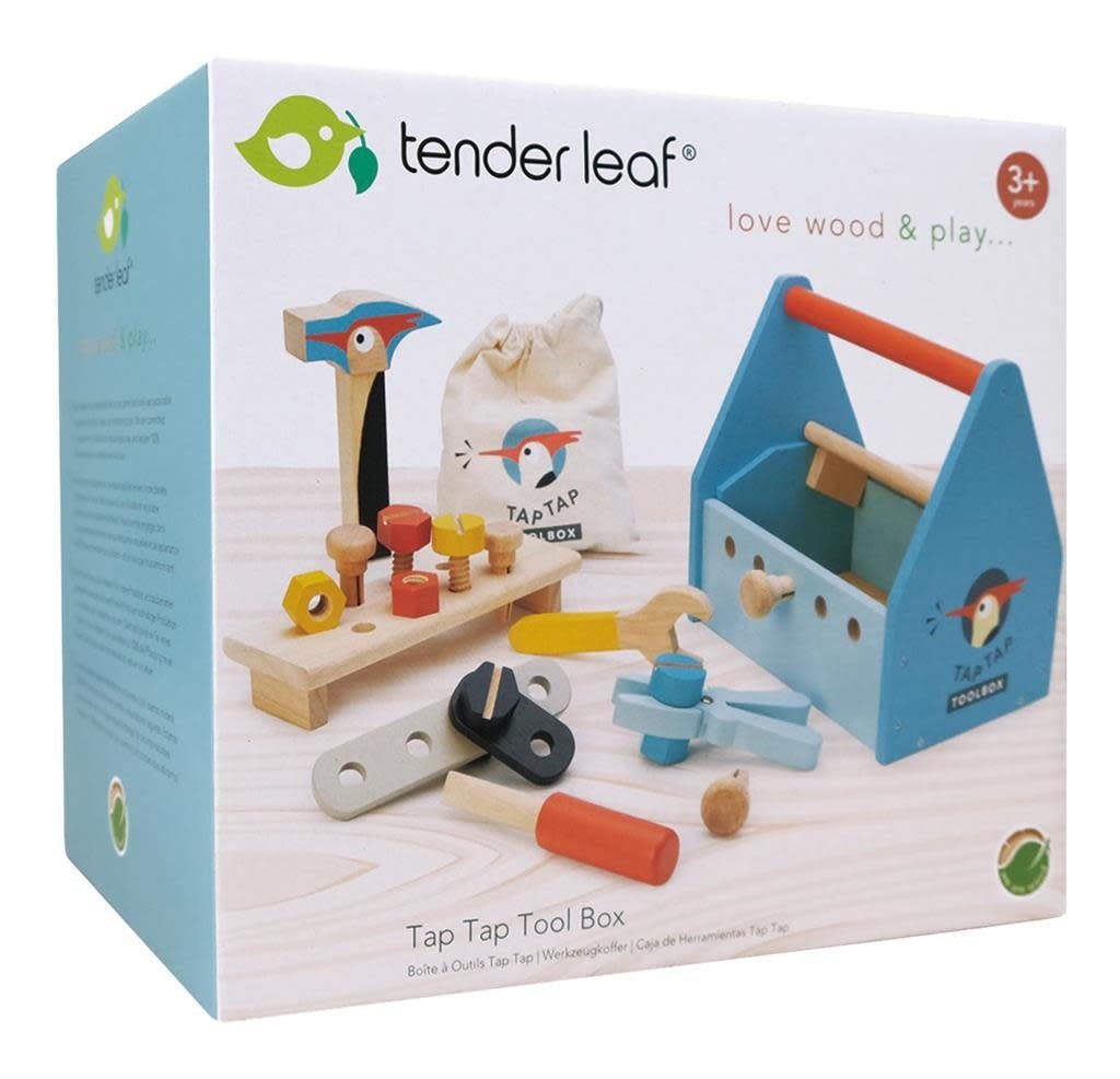 Tender Leaf Toys | Houten Gereedschapskist | 22 delig | 23 x 15 x 20 cm |3+ - Kleine Eland
