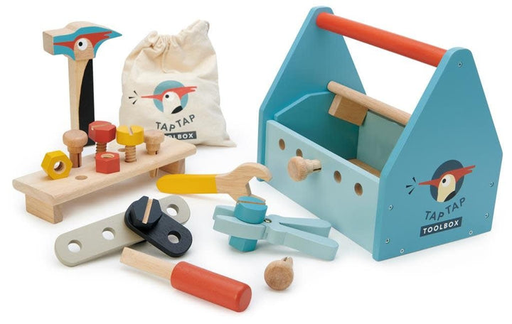 Tender Leaf Toys | Houten Gereedschapskist | 22 delig | 23 x 15 x 20 cm |3+ - Kleine Eland