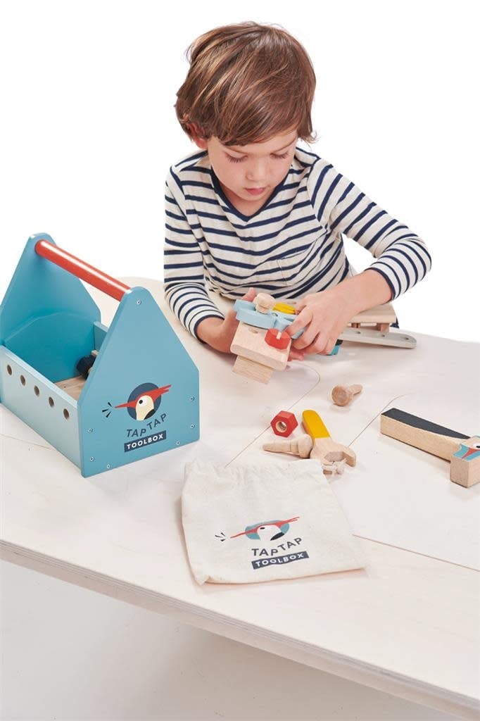 Tender Leaf Toys | Houten Gereedschapskist | 22 delig | 23 x 15 x 20 cm |3+ - Kleine Eland