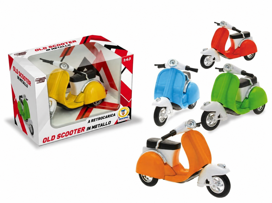 Teorema Metal Kids retroscooters in vijf assortikleuren met verpakking