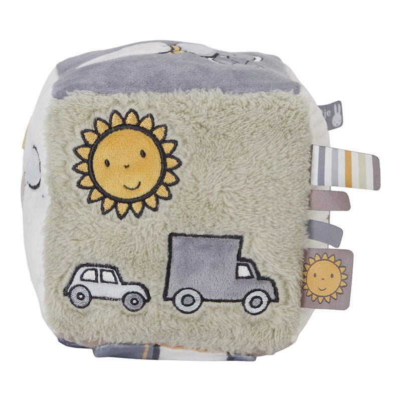 Tiamo | Stoffen Kubus | Activiteitenkubus met rammelaar | Nijntje | Fluffy Green | 14 cm | 0+ - Kleine Eland