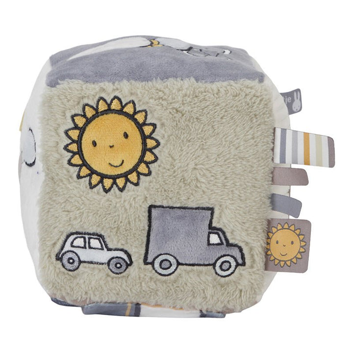 Tiamo | Stoffen Kubus | Activiteitenkubus met rammelaar | Nijntje | Fluffy Green | 14 cm | 0+ - Kleine Eland