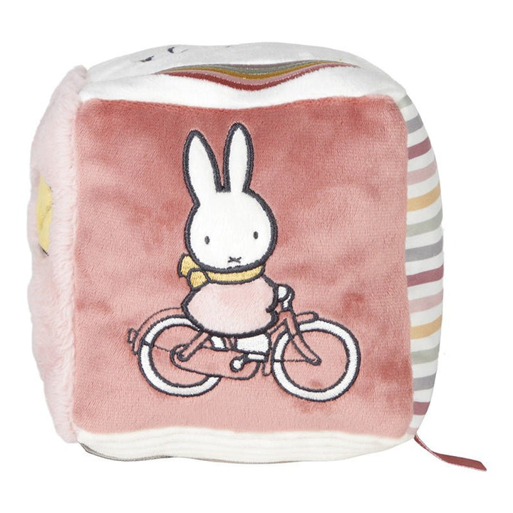 Tiamo | Stoffen Kubus | Activiteitenkubus met rammelaar | Nijntje | Fluffy Pink | 14 cm | 0+ - Kleine Eland
