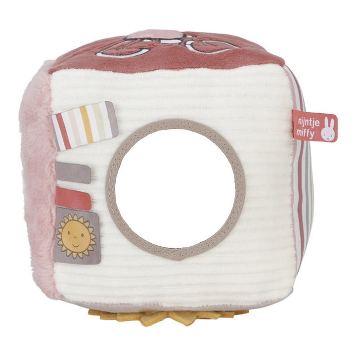 Tiamo | Stoffen Kubus | Activiteitenkubus met rammelaar | Nijntje | Fluffy Pink | 14 cm | 0+ - Kleine Eland