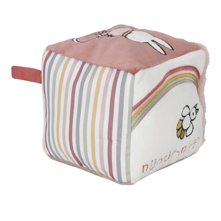 Tiamo | Stoffen Kubus | Activiteitenkubus met rammelaar | Nijntje | Fluffy Pink | 14 cm | 0+ - Kleine Eland