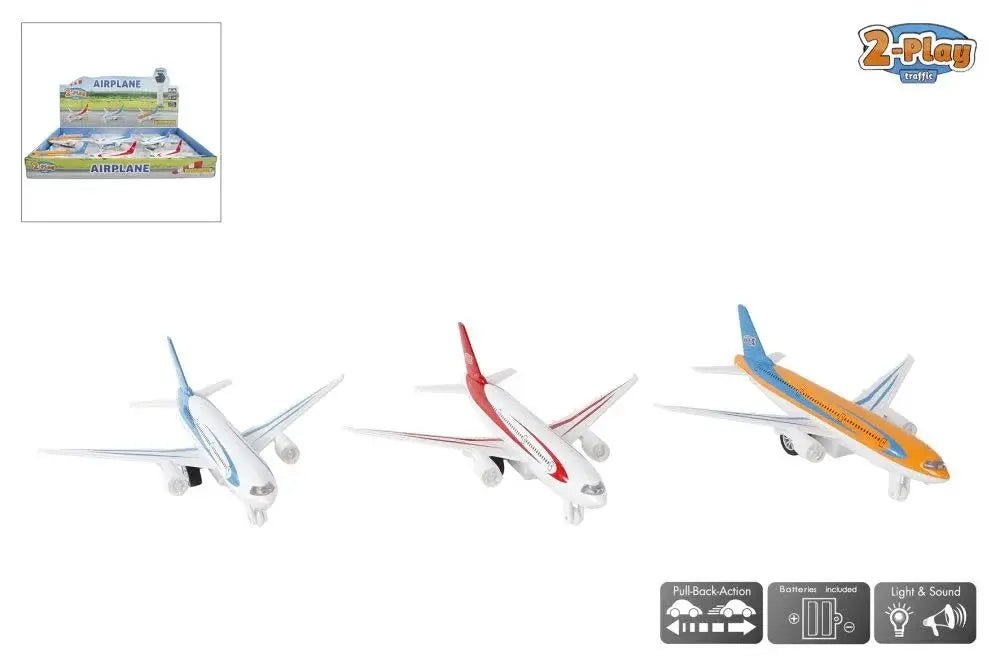 Traffic 2 - Play | Die Cast | Pull Back Action | Light and Sound | Airplane | 19 cm | 3+ - Kleine Eland
