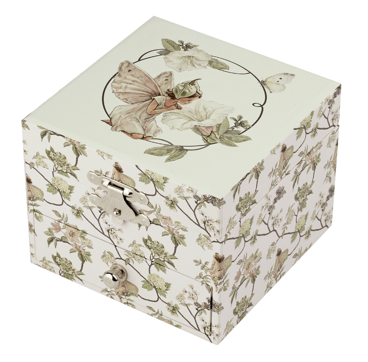 Trousselier | Houten Muziekdoos l Kubus 10,5 x 8,5 cm | Flower Fairies© | Narcisse | Strauss | Blauwe Donau - Kleine Eland