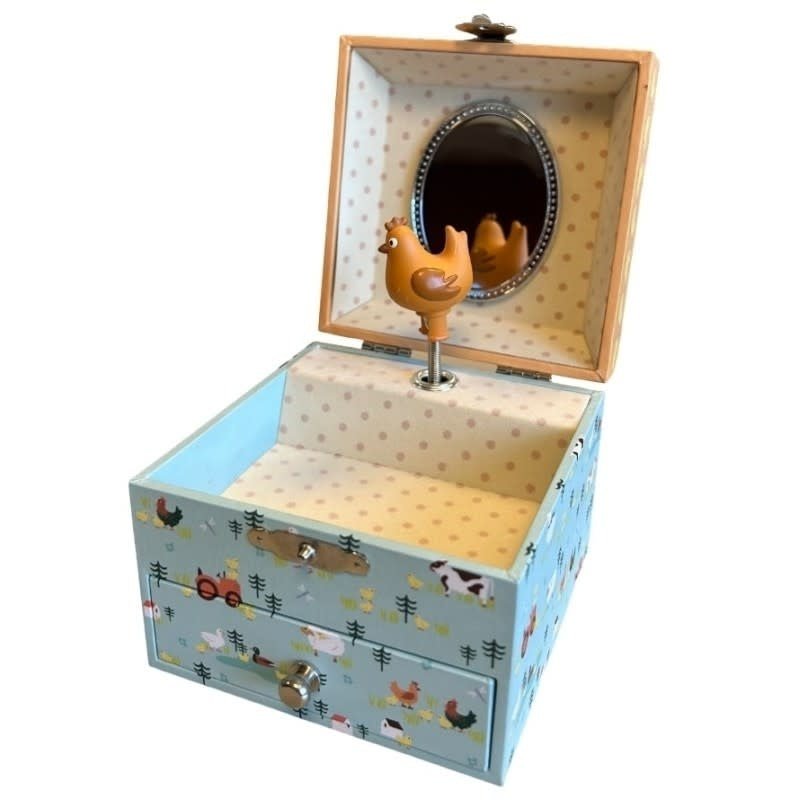 Trousselier | Houten Muziekdoos l Kubus 10,5 x 8,5 cm | Kubus | Farm | Vivaldi | the Spring - Kleine Eland