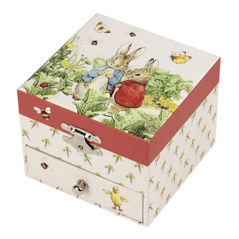 Trousselier | Houten Muziekdoos l Kubus 10,5 x 8,5 cm | Peter Rabbit© Carotte | Mozart | Menuet - Kleine Eland