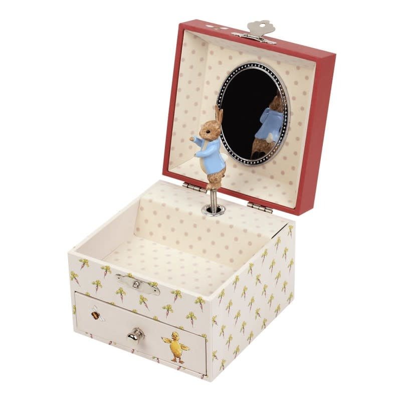 Trousselier | Houten Muziekdoos l Kubus 10,5 x 8,5 cm | Peter Rabbit© Carotte | Mozart | Menuet - Kleine Eland