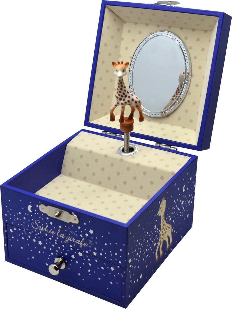 Trousselier | Houten Muziekdoos l Kubus 10,5 x 8,5 cm | Sophie the Giraffe© | Milky Way | Y.Tirsen | la valse d'Amelie Poulain - Kleine Eland